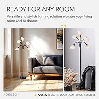 Adesso 7205-22 Multi-White Shade Floor Lamp, Adjustable Gooseneck Arms, Silver