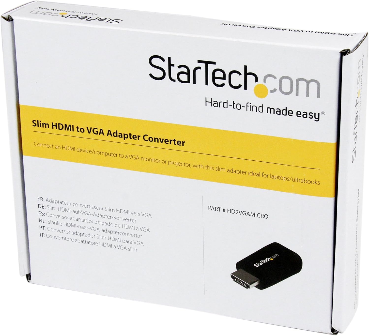 StarTech.com Compact HDMI to VGA Adapter Converter – Power Free HDMI Laptop to VGA Monitor / Projector Converter Box