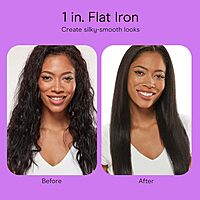 INFINITI PRO CONAIR Rose Gold Ceramic Flat Iron Hair Straightener, 1-Inch Flat Iron with Extra-Long Plates, including a Floating Plate, Advanced Heat Technology, Black 1 inch