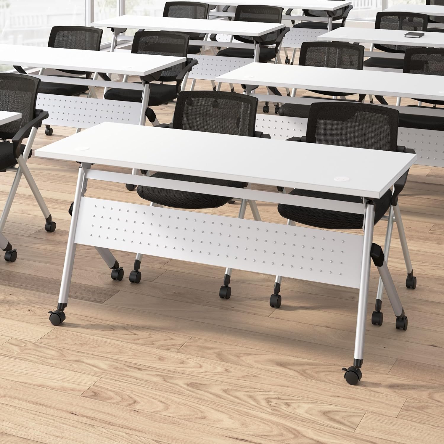 Bush Business Furniture Folding Chairs with Arms - Set of 2, Commercial-Grade Guest Mesh Back Seating for Office, Banquet
