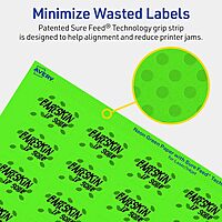 Avery Printable Rectangle Labels, Sure Feed Technology, 1" x 1.5", Neon Green, Print-to-The-Edge, Laser/Inkjet Printable