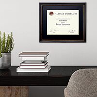 EXCELLO GLOBAL PRODUCTS Photo Document Frame: 11" x 14" with Double Mat Graduation Diploma Certificate Holder Wall Frame