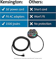 Kensington SmartSockets 6-Outlet, 16-Foot Cord, & 1500 Joules Tabletop Surge Protector (K62634NA) 16-Foot Cord Tabletop (1500 Joules, 16' Cord)