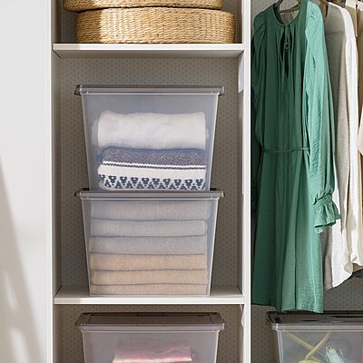 IRIS USA 36 Quart Snap Top Plastic Storage Bin, 6 Pack