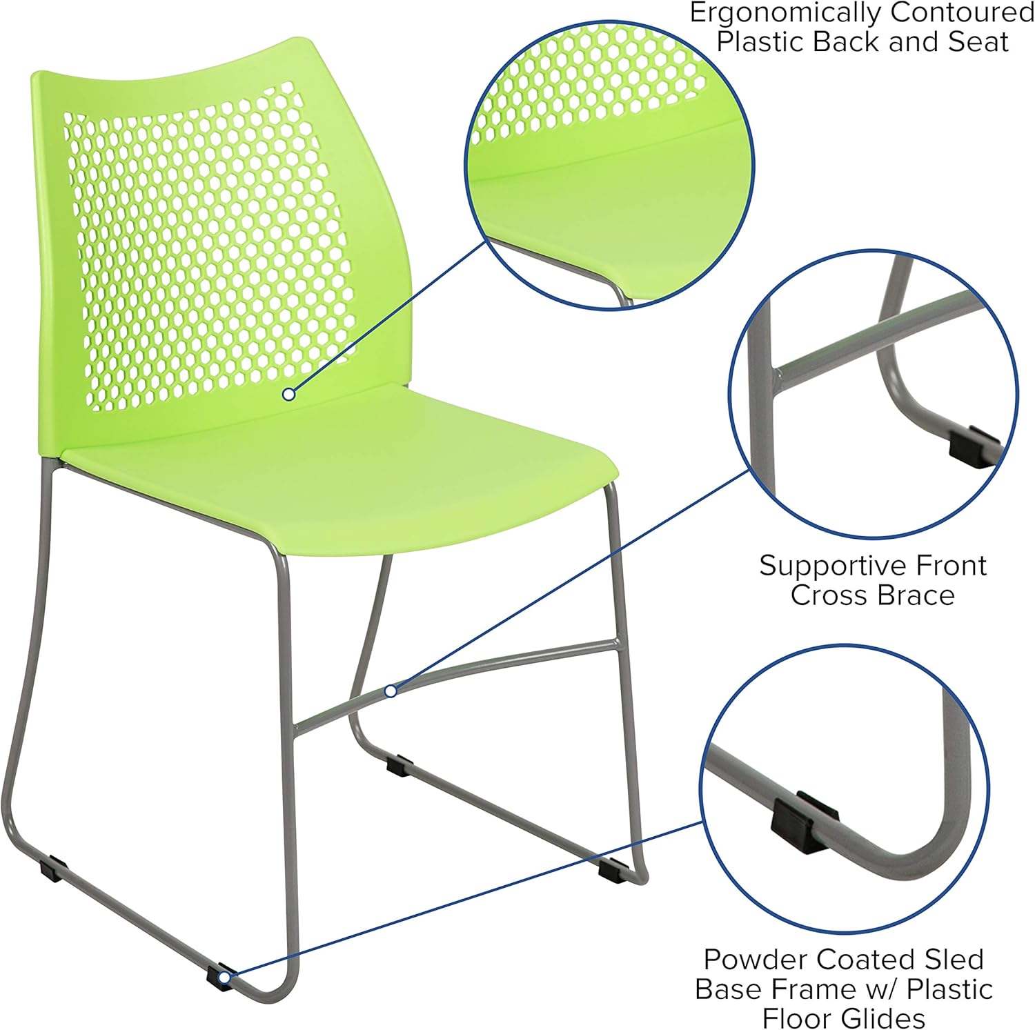 Flash Furniture HERCULES Series 661 lb Capacity Stack Chair with Air-Vent Back and Sled Base