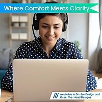 OTM Essentials Pro Stereo Headset, Wired Headphones, Noise-Canceling Microphone, in-Line Volume Control, Headset with Mic and USB, Quick Plug and Play, Black