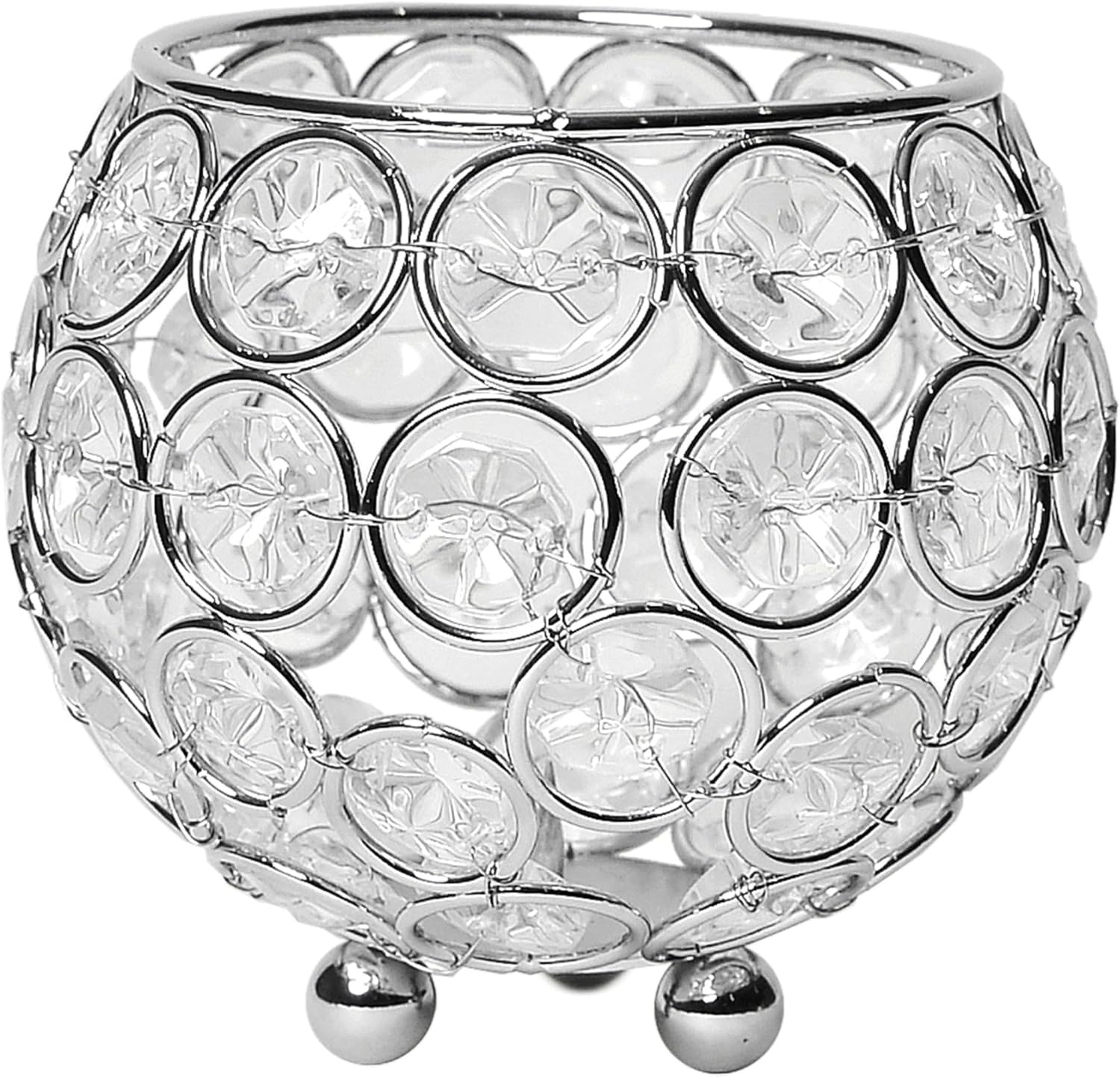 Elegant Designs Elipse Crystal Circular Bowl Candle Holder, Flower Vase, Wedding Centerpiece, Favor