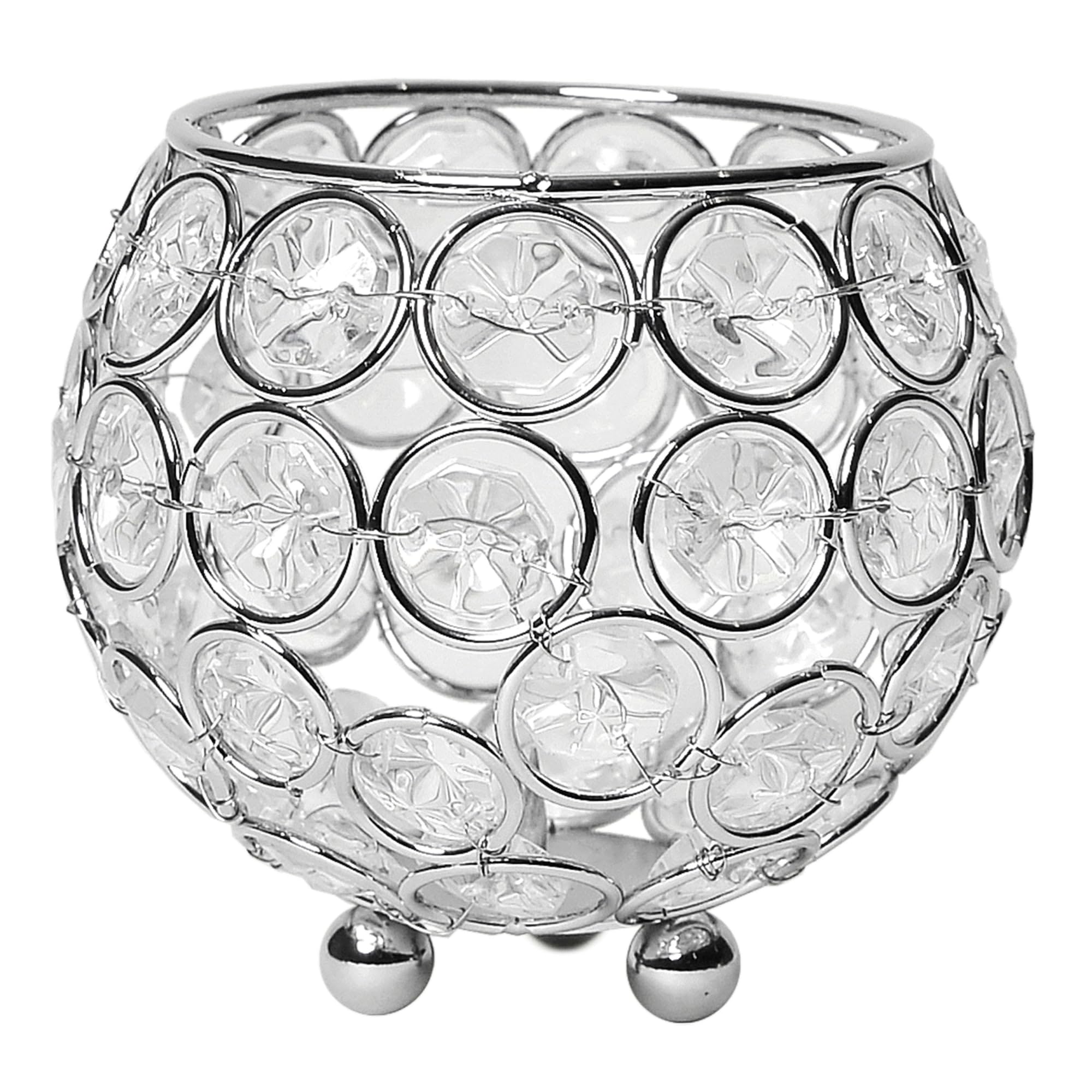 Elegant Designs Elipse Crystal Circular Bowl Candle Holder, Flower Vase, Wedding Centerpiece, Favor