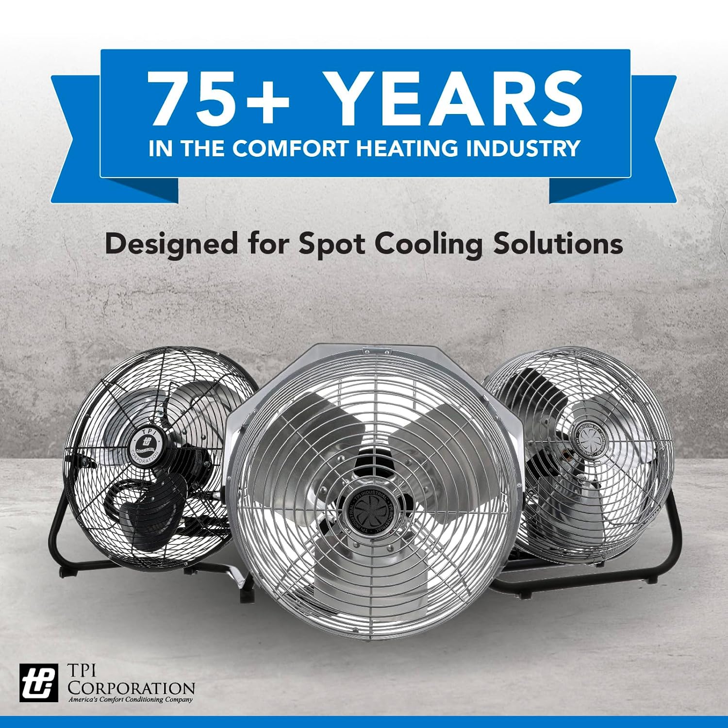 TPI Corporation ACU-30-P Unassembled Industrial Circulator and Pedestal Mount, Single Phase, 30" Diameter, 120 Volt,Grey