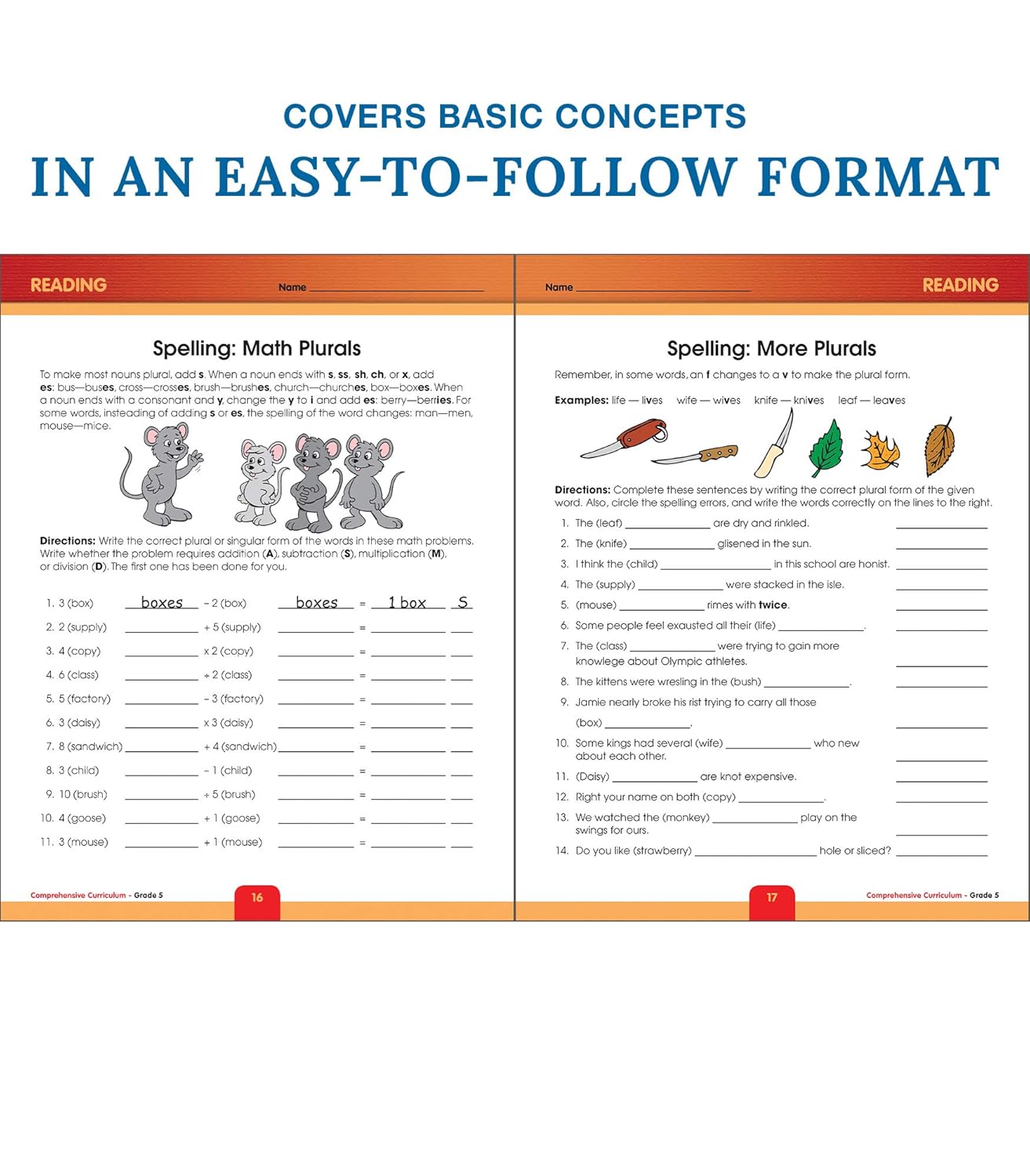 Carson Dellosa Comprehensive Curriculum of Basic Skills 5th Grade Workbooks All Subjects, Reading Comprehension