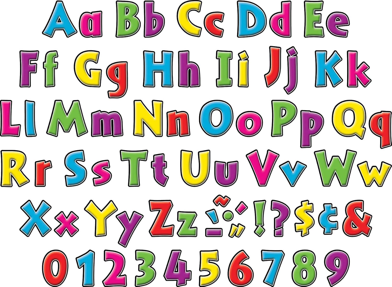 Barker Creek Letter Pop-Outs, 4" Neon, 2 Pack, Multicolor Designer Letters for Bulletin Boards, Breakrooms, Reception Areas