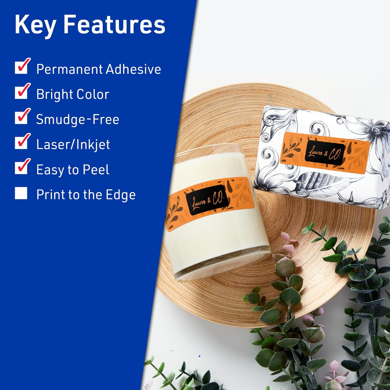 AVERY Bright Orange Rectangle Labels with Sure Feed Technology, 2" x 2-5/8", Matte, Printable