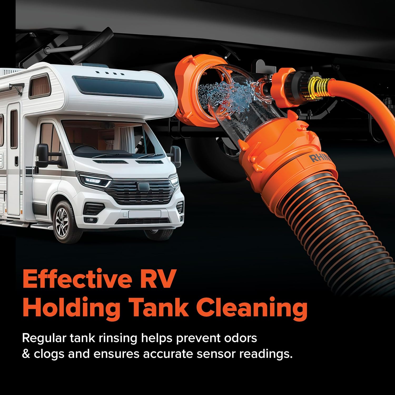 Camco Rhino Blaster RV Tank Rinser with Backflow Preventer – Camco RV Accessories for Toilet and Waste Tank Cleaning