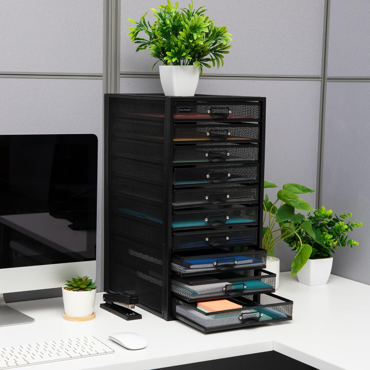Mind Reader Metal Mesh Desk Organizer - Multi-Purpose Desktop File Storage