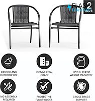 Flash Furniture Lila Rattan Stackable Indoor/Outdoor Dining Chairs