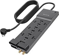 Belkin Power Strip Surge Protector with 12 AC Multiple Outlets, 10 ft Long Flat Plug Heavy Duty Extension Cord for Home