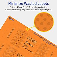 Avery Printable Rectangle Labels, Sure Feed Technology, 2" x 7", Bright Orange, Print-to-the-Edge, Laser/Inkjet Printable