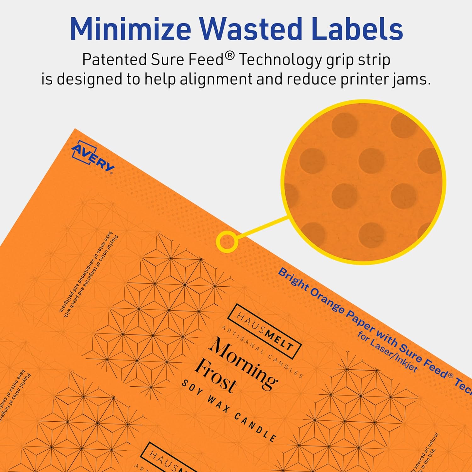 Avery Printable Rectangle Labels, Sure Feed Technology, 2" x 7", Bright Orange, Print-to-the-Edge, Laser/Inkjet Printable