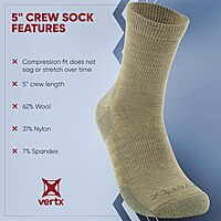 VERTX VaporCore Crew Socks Merino Wool Moisture-Wicking