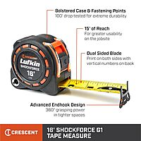 CRESCENT LUFKIN Shockforce Dual-Sided Tape Measure 1-3/16"