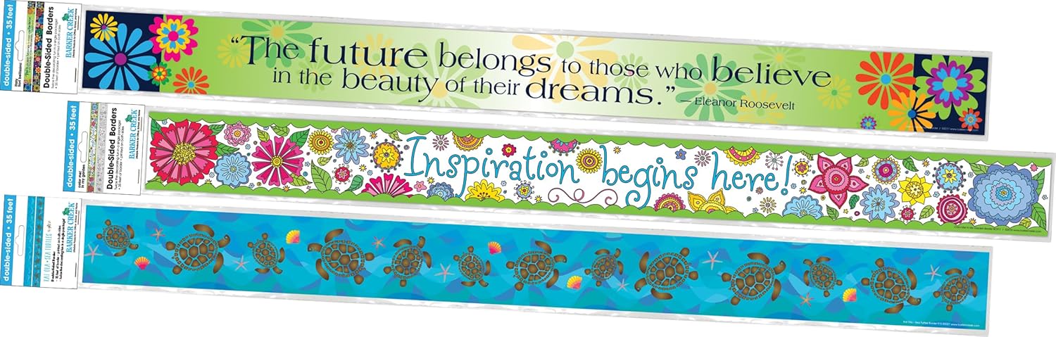 Barker Creek Double-Sided Border, Summer Fun, Trim Out Bulletin Boards and Create Colorful Displays with 105' of Designer