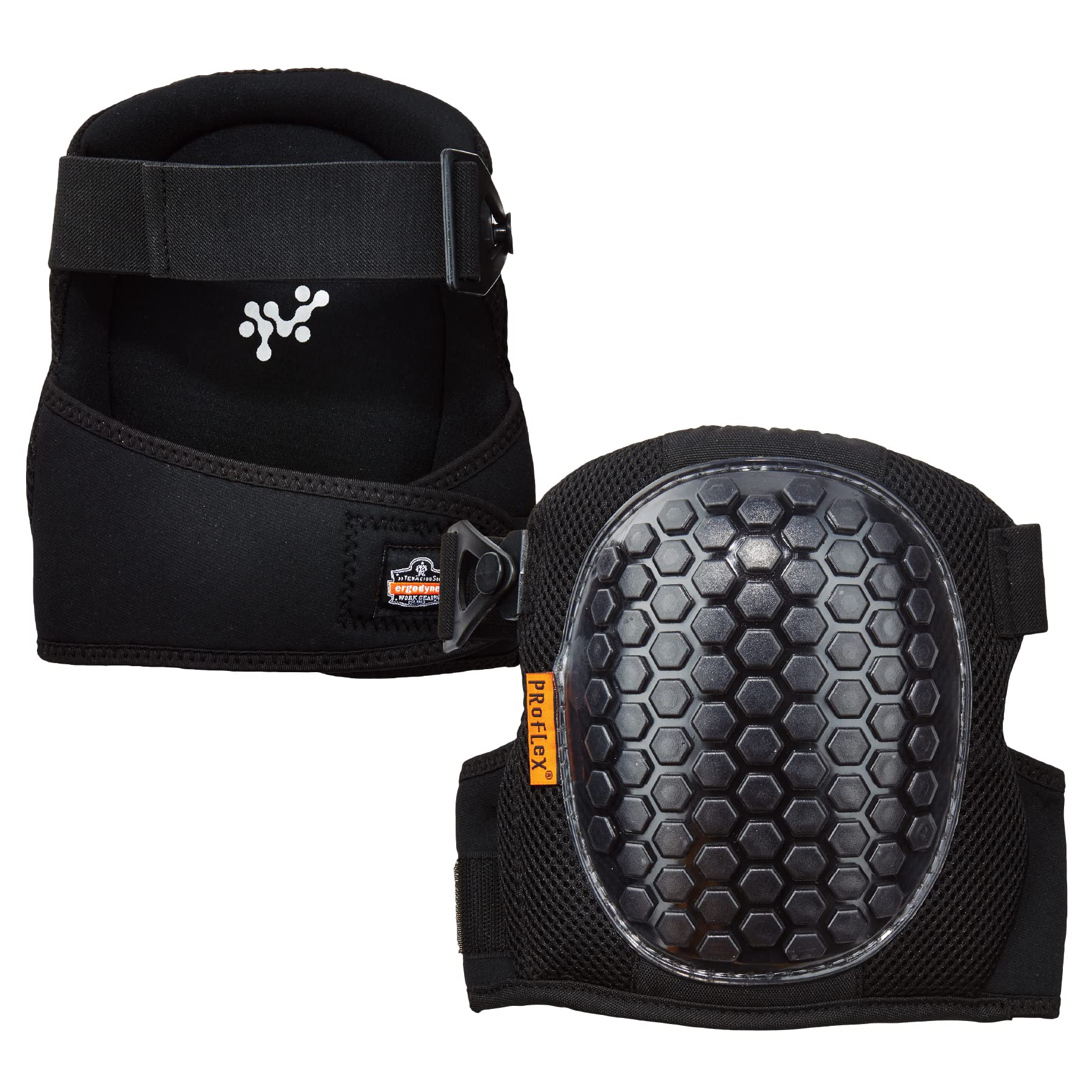 Ergodyne ProFlex 367 Professional Knee Pads, Protective Round Cap, Lightweight Gel Padded Technology, Adjustable Straps