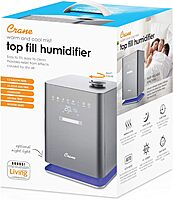 Crane Ultrasonic Warm & Cool Mist Air Humidifier for Bedroom, Top Fill, UV Light, 1.2 Gallon Tank, 500 Sq Ft Coverage