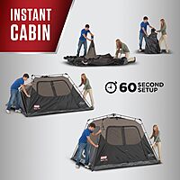Coleman Instant Tent with 1-Minute Setup, 4/6/8/10 Person Tent with Pre-Attached Poles, Air Vent