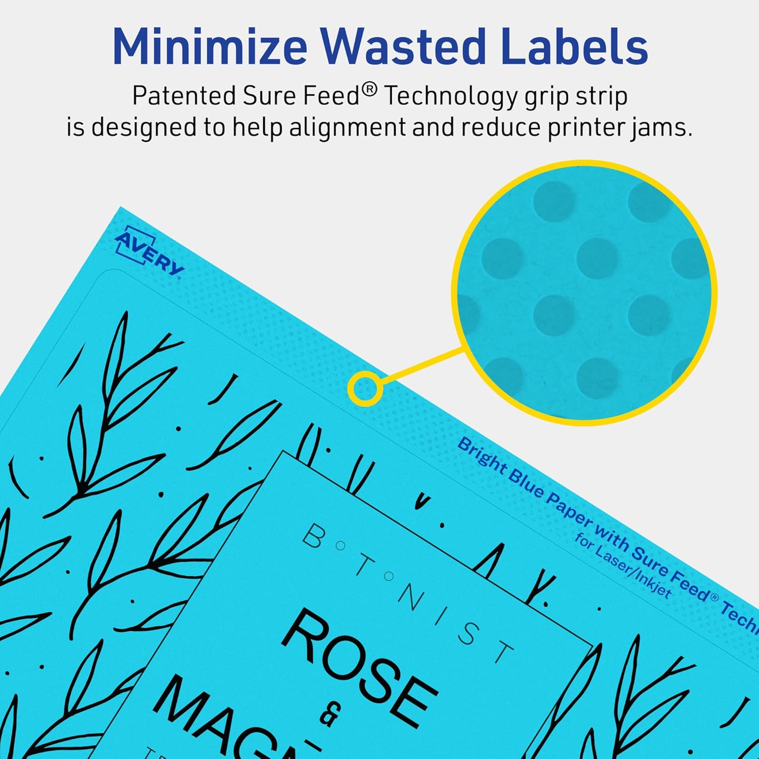 Avery Printable Rectangle Labels, Sure Feed Technology, 5" x 8-1/8", Bright Blue Labels, Laser/Inkjet Printable, 20 Total