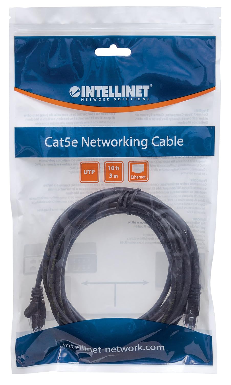 Intellinet Network Patch Cable Cat5e/Cat6 RJ45 Male to Male U/UTP CCA