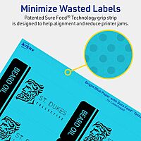 Avery Print-To-The-Edge Labels With Sure Feed Technology And Easy Peel, 94240-BBP10, Rectangle, 2in x 3-3/4in, Matte Bright Blue, Pack of 80