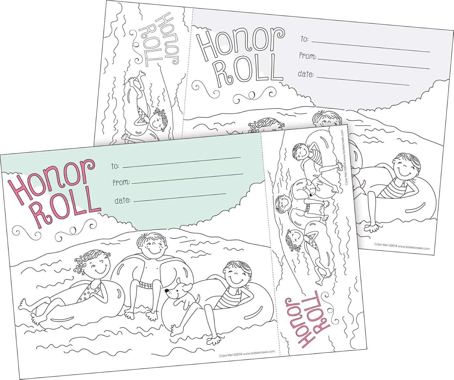 BARKER CREEK Recognition Awards and Bookmarks, Color Me Honor Roll, 30 Double-Sided Awards and 30 Double-Sided Bookmarks