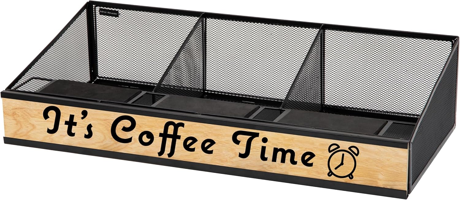 Mind Reader Airpot Serving Station, Coffee Bar Accessories, Countertop Organizer, Wire Mesh, 24" L x 12" W x 6" H, Black