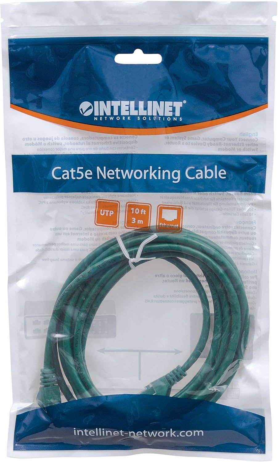 Intellinet Networks 3-Feet Cat-6 UTP Patch Cable, Green (342476)