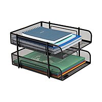 Mind Reader Stackable Paper Tray, Desktop Organizer, File Storage, Office, Metal Mesh, 10.5" L x 13.25" W x 7.5" H, 2 Pcs