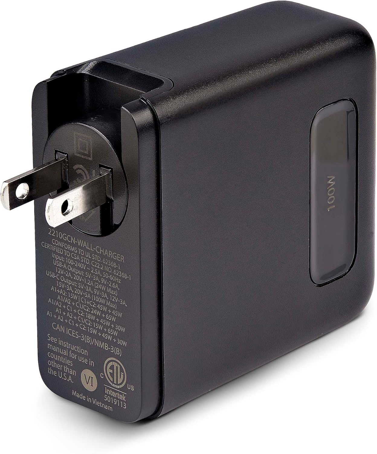 StarTech.com 100W USB-C Wall Charger, 2X USB-C/2x USB-A, USB PD 3.0, Fast Charging Portable GaN Charger