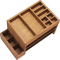 Elegant Designs Home Office Wood Tiered Desk Organizer with Storage Cubbies and Letter Tray