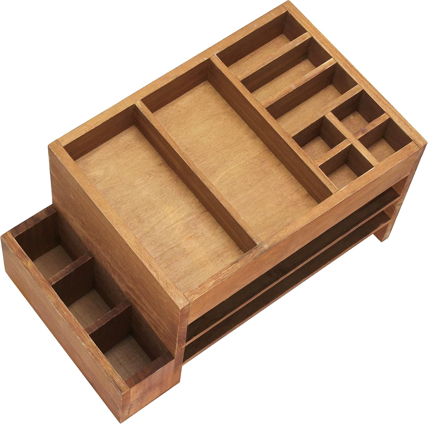 Elegant Designs Home Office Wood Tiered Desk Organizer with Storage Cubbies and Letter Tray