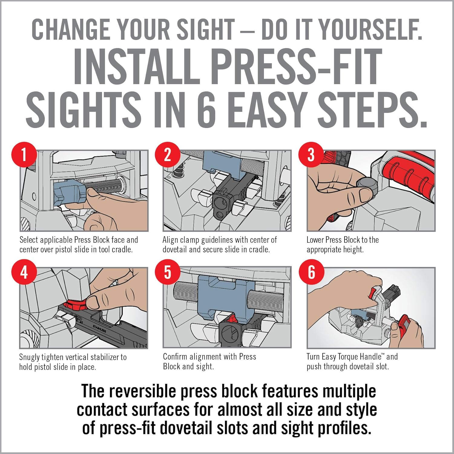 Real Avid Master Handgun Sight Pusher, grey/red