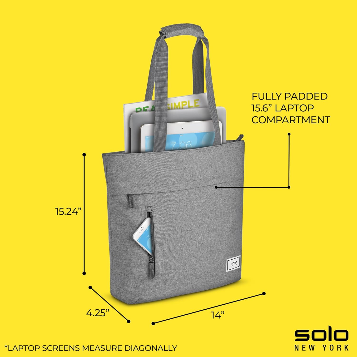 Solo New York Tote Bag for Women - Professional Handbag for Work & Travel, Laptop Purse with Padded Compartment