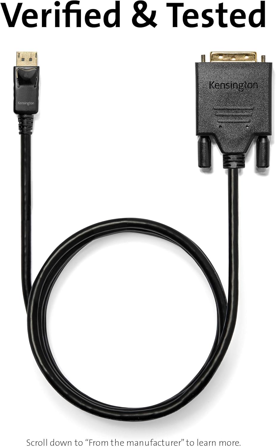 Kensington DisplayPort 1.2 to DVI-D Cable, 6ft (K33023WW)
