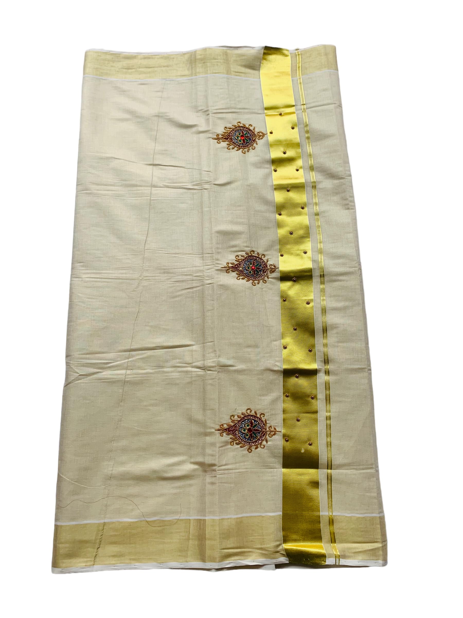 Kuthampully Kerala Kasavu Sarees For Women | Handcrafted Aari work Kerala Sarees | Tissue Onam Saree With Running Blouse | South Indian Sarees | Onam Saree EKM-806-Maroon