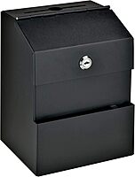 Mail Boss Locking Steel Suggestion Box (9.5" H x 7" W x 6" D) - Black