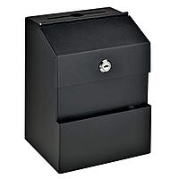 Mail Boss Locking Steel Suggestion Box (9.5" H x 7" W x 6" D) - Black