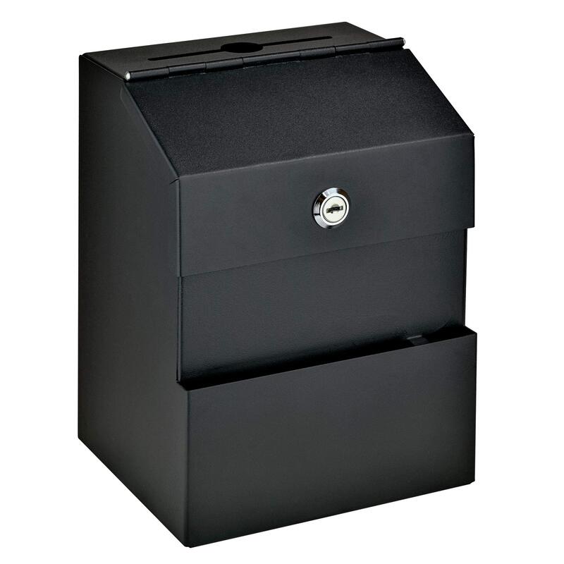 Mail Boss Locking Steel Suggestion Box (9.5" H x 7" W x 6" D) - Black