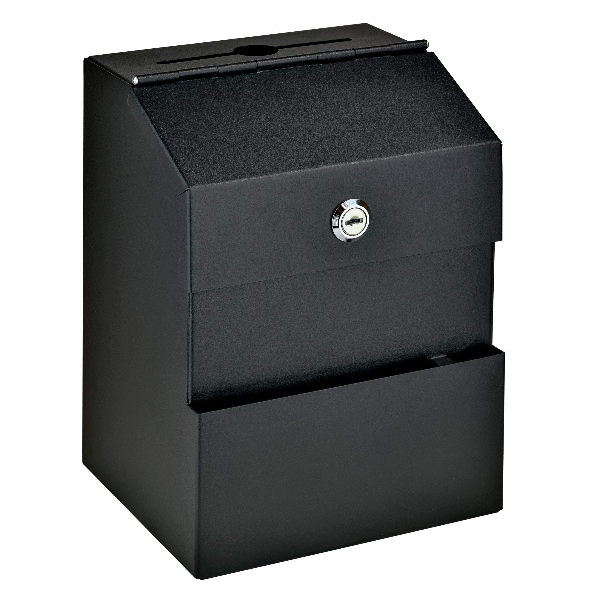 Mail Boss Locking Steel Suggestion Box (9.5" H x 7" W x 6" D) - Black