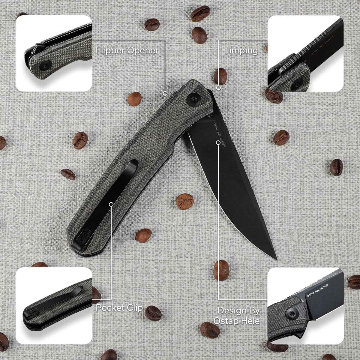 SENCUT Scitus Pocket Folding Knife for EDC, Design by Ostap Hel, Liner Lock Knife with Deep Carry Clip