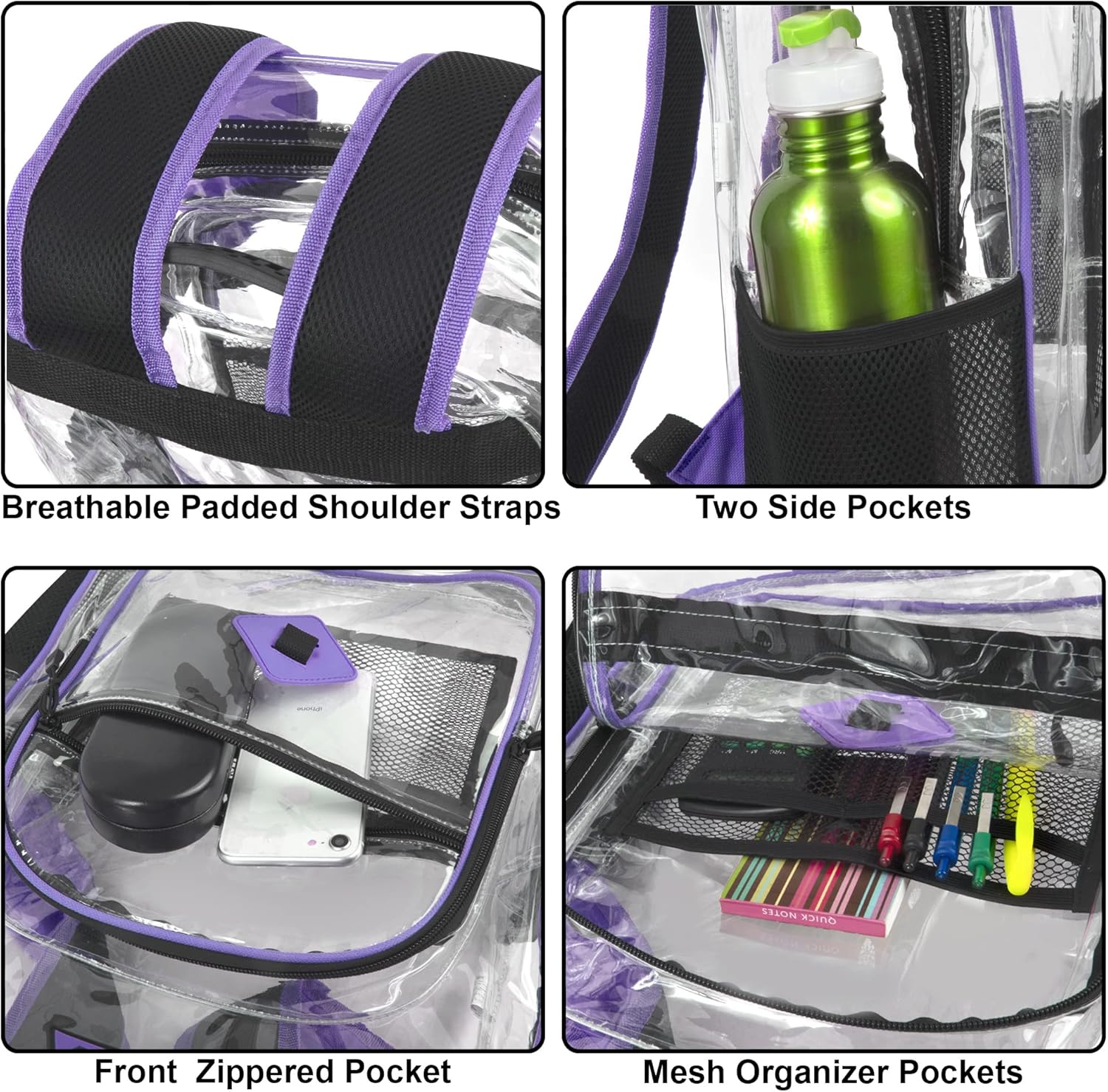 Trailmaker Clear Waterproof Stadium-Approved Backpack with Water Bottle Holder