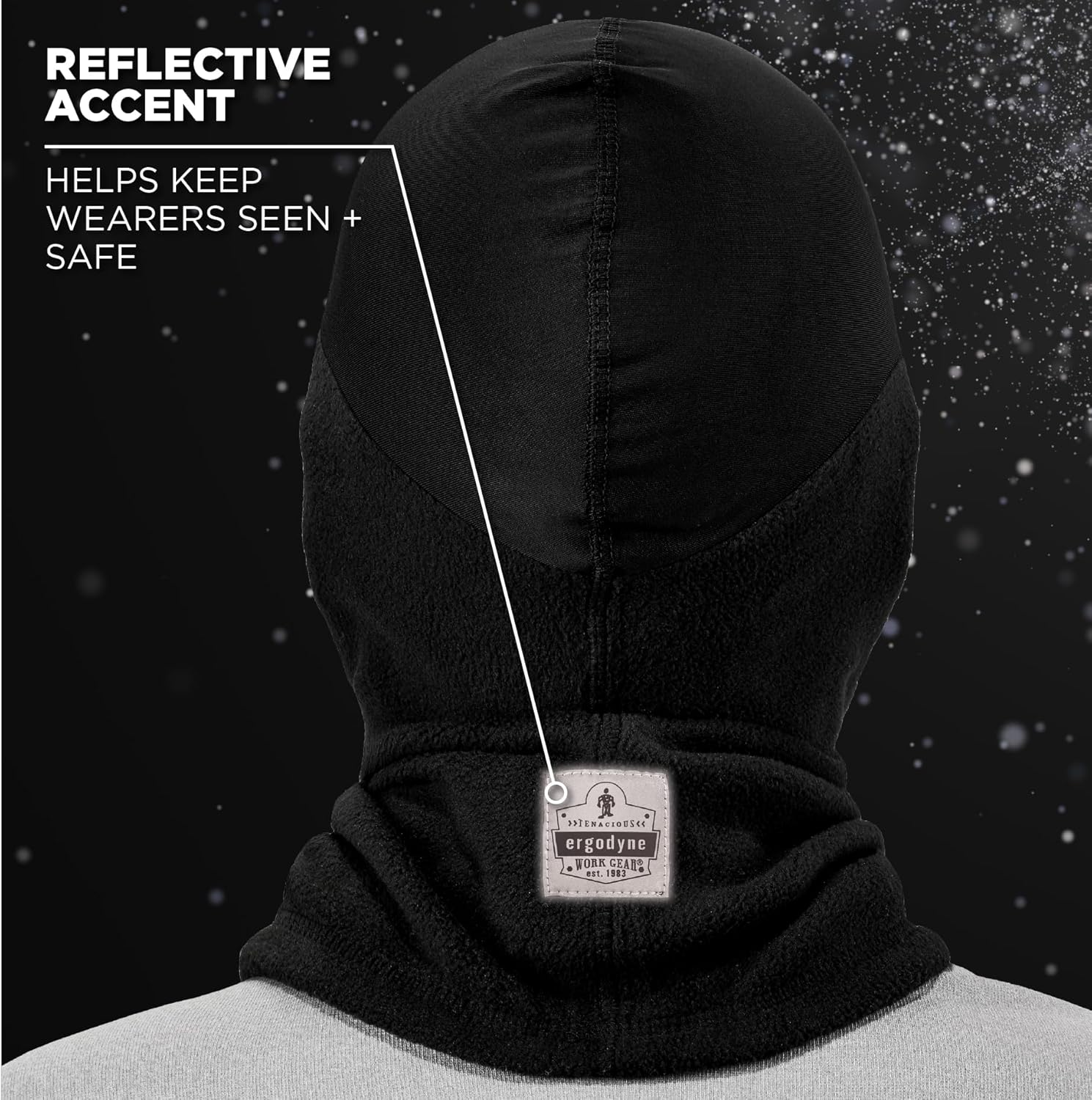 Balaclava with Spandex Top, Comfortable Wear Under Helmet, Winter Face Mask, Ergodyne N-Ferno 6822,Black One Size