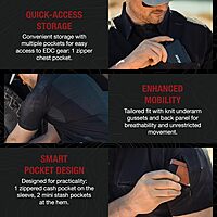 Vertx Expedition Men's Short Sleeve Shirt, Tactical, CCW Compatible, with Sun Protection